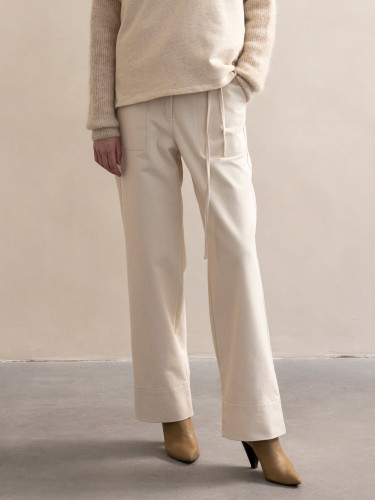 Undyed wide twill pants